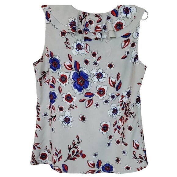 💎113 Banana Republic Ruffled V Neck Floral Tank Top - Picture 2 of 4